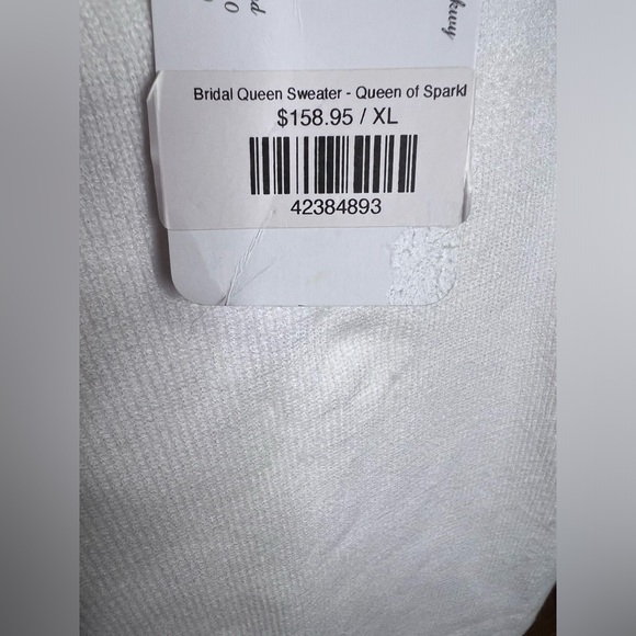 NWT Queen of Sparkles Bridal Queen White Crewneck Sweater Sz XL - Picture 9 of 10